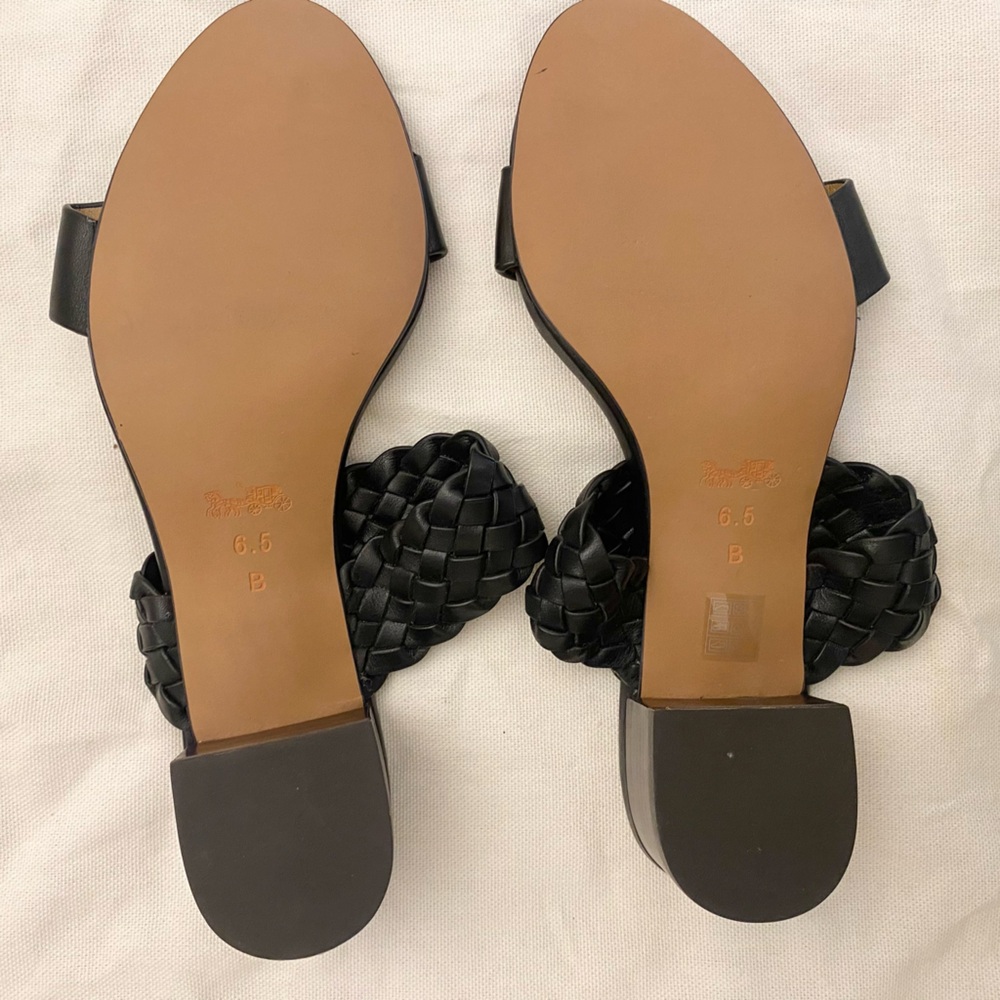 Coach Women's Black Leather Block Slide Sandals - Picture 4 of 4